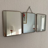 Vintage mirror 1960 triptych barber blue king - 24 x 59 cm