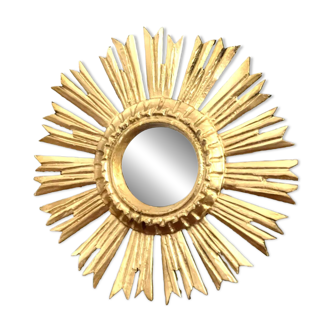 Golden wooden sun mirror "witch's eye"