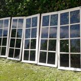 Lot of 4 oak windows H141xL112/117cm old small panes