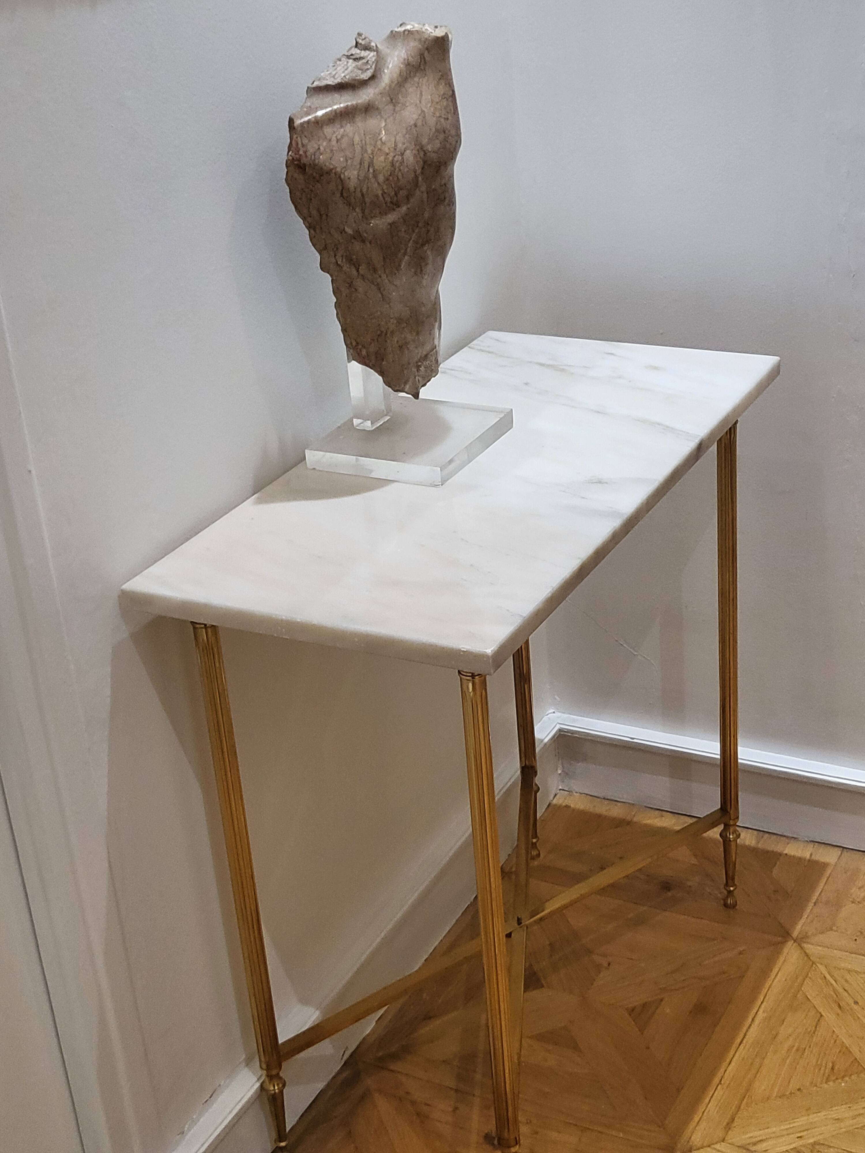 Regency Hotel console in Carrara marble with gilt brass