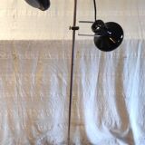 Floor lamp with 2 adjustable spotlights in chrome and black metal - 1960s/70s