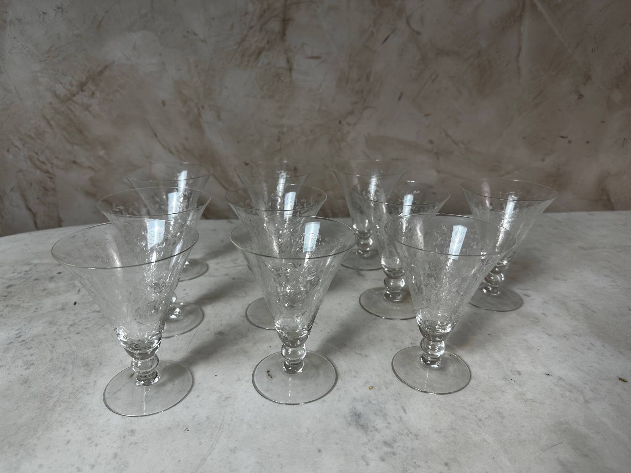 A lot of crystal glasses