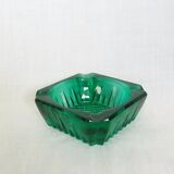 Emerald green glass ashtray, Arques crystal glassware.