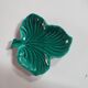 empty pocket cup leaf shape green ceramic slip, some chips on one edge