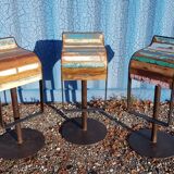 Bar stool design cast iron and wood