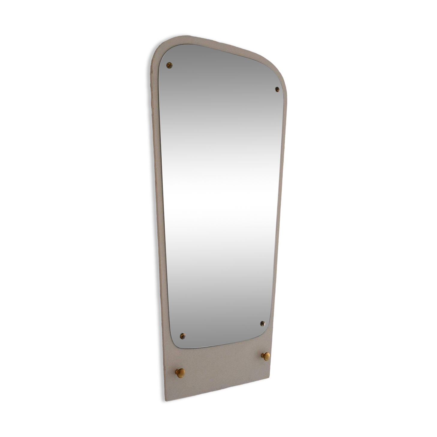 Decorative mirror with white painted wooden frame and gold details