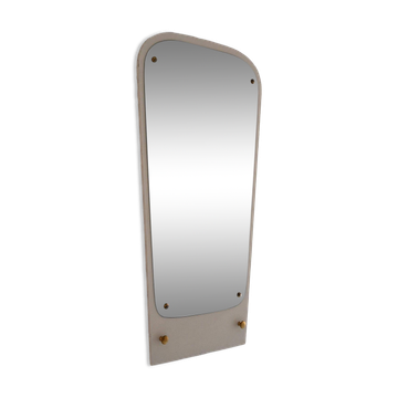 Decorative mirror with white painted wooden frame and gold details