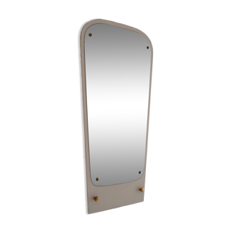Deco mirror with white painted wood frame and gold details