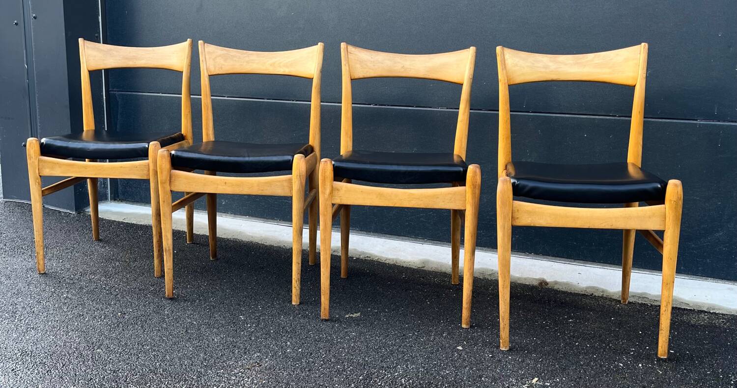 Scandinavian chair in wood and skai