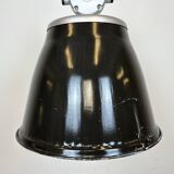 Industrial black enamel factory pendant lamp, 1960s