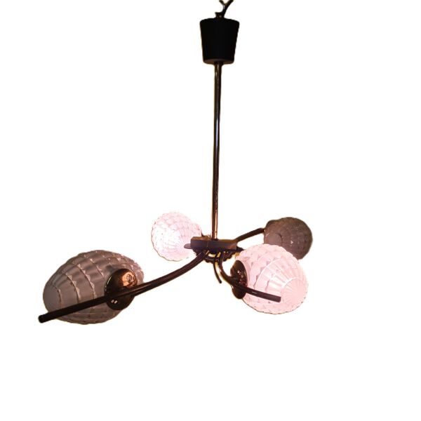 Lampe à Suspension Design Français avec Verre, 1960s