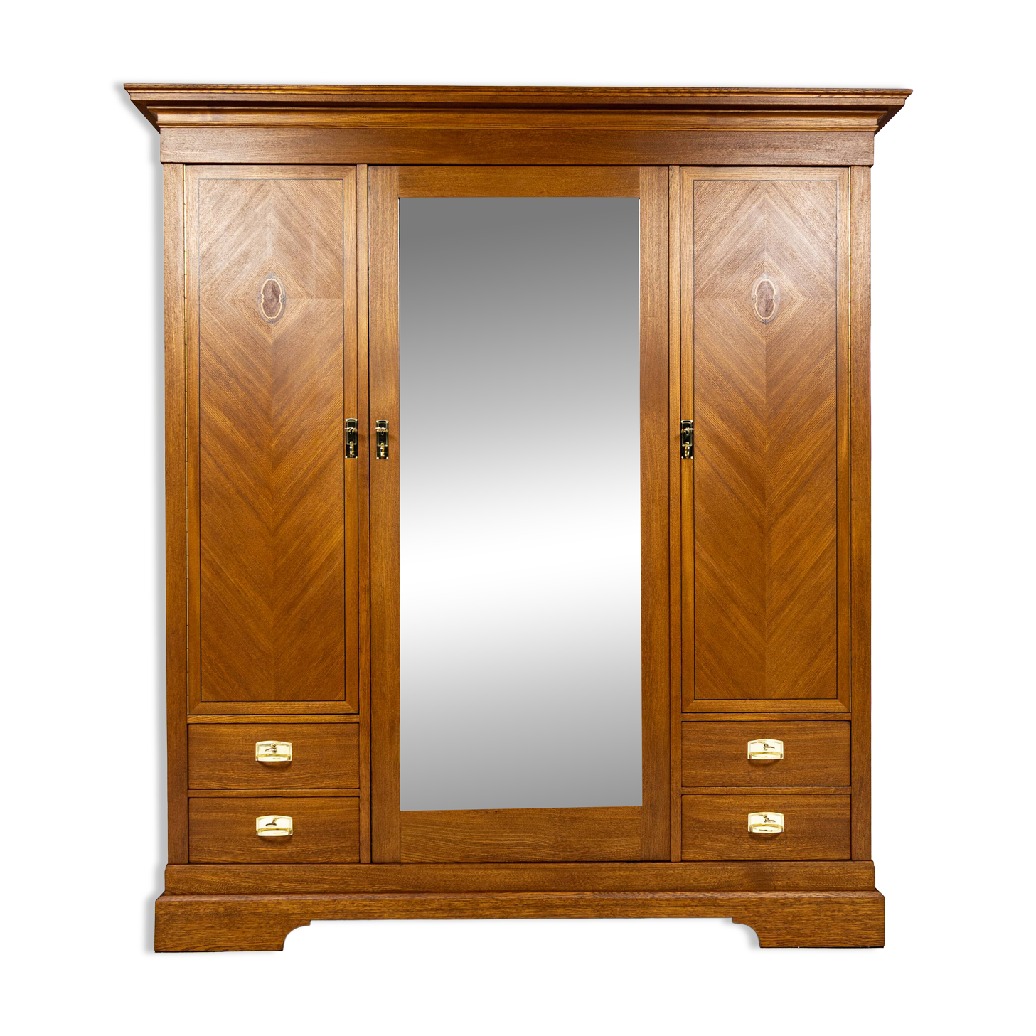 Large Art Nouveau cabinet in marquetry oak 1918-1930