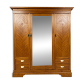 Grande armoire Art Nouveau en chêne marqueté 1918-1930