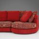 Modular Sofa in Red and Patterned Upholstery by Roche Bobois, France 1980s