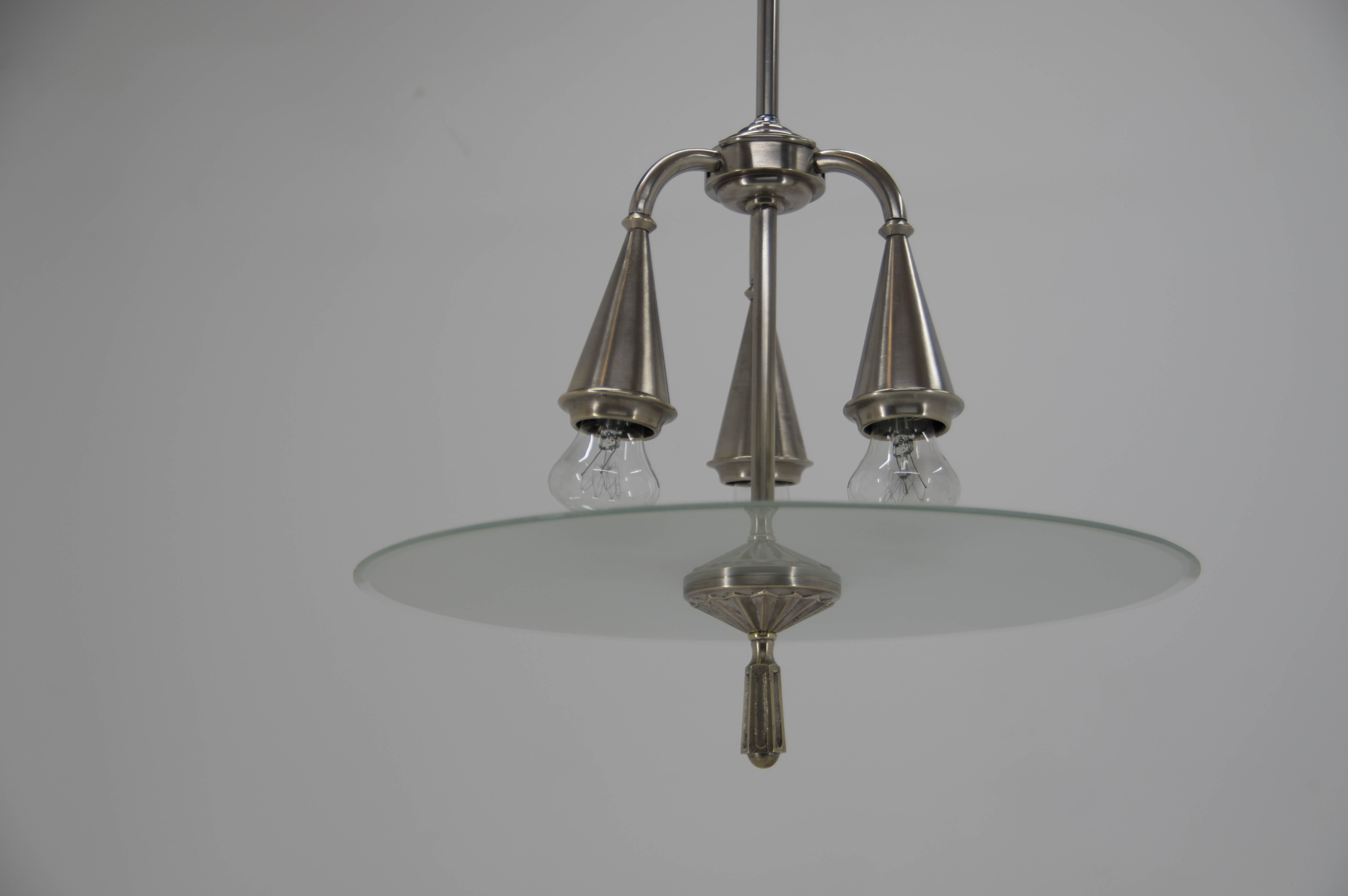 Art Deco Nickel-plated Chandelier, 1920s