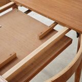 Round extending table, light oak, East Germany, 1960s