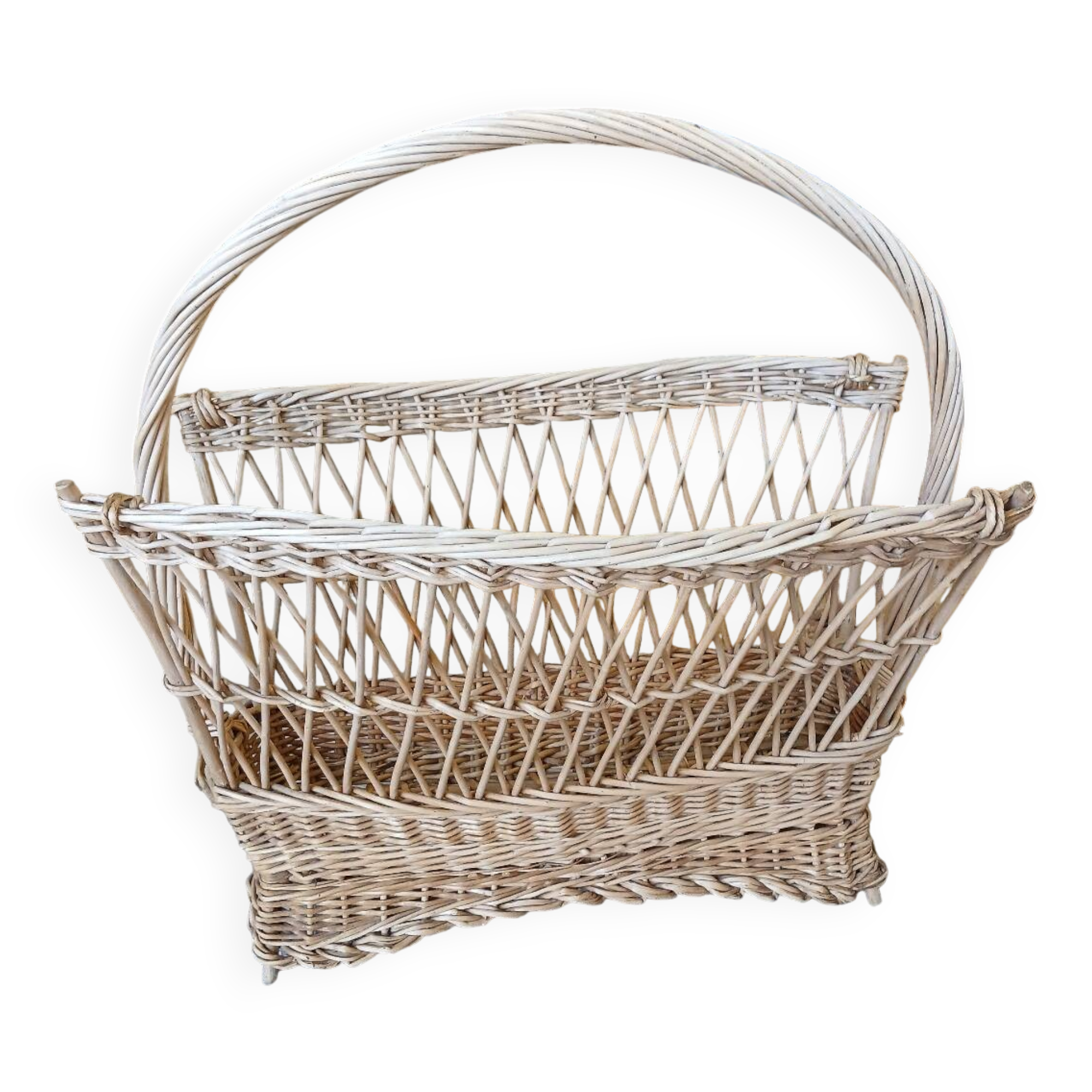 Antique wicker magazine rack