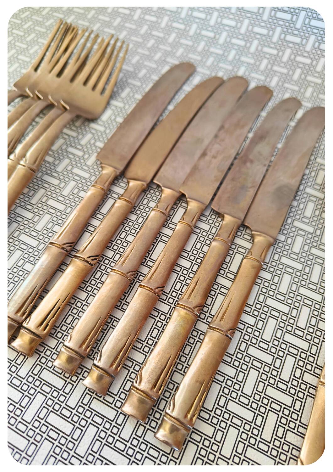 Service de couverts en laiton vintage 'bambou'