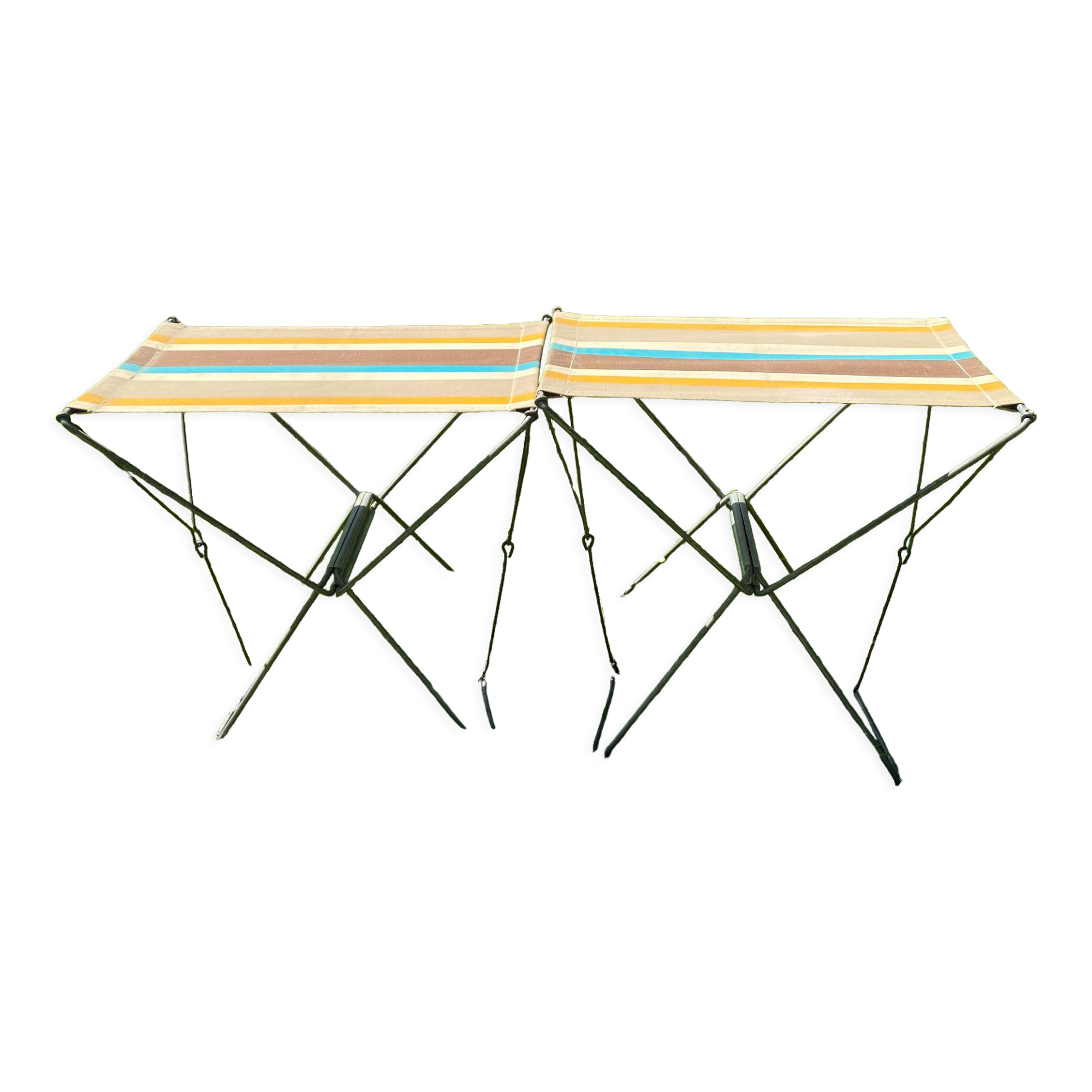 Vintage canvas foldable camping stools