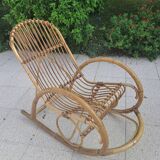 Rohe Noorwolde rattan rocking chair from the 60s