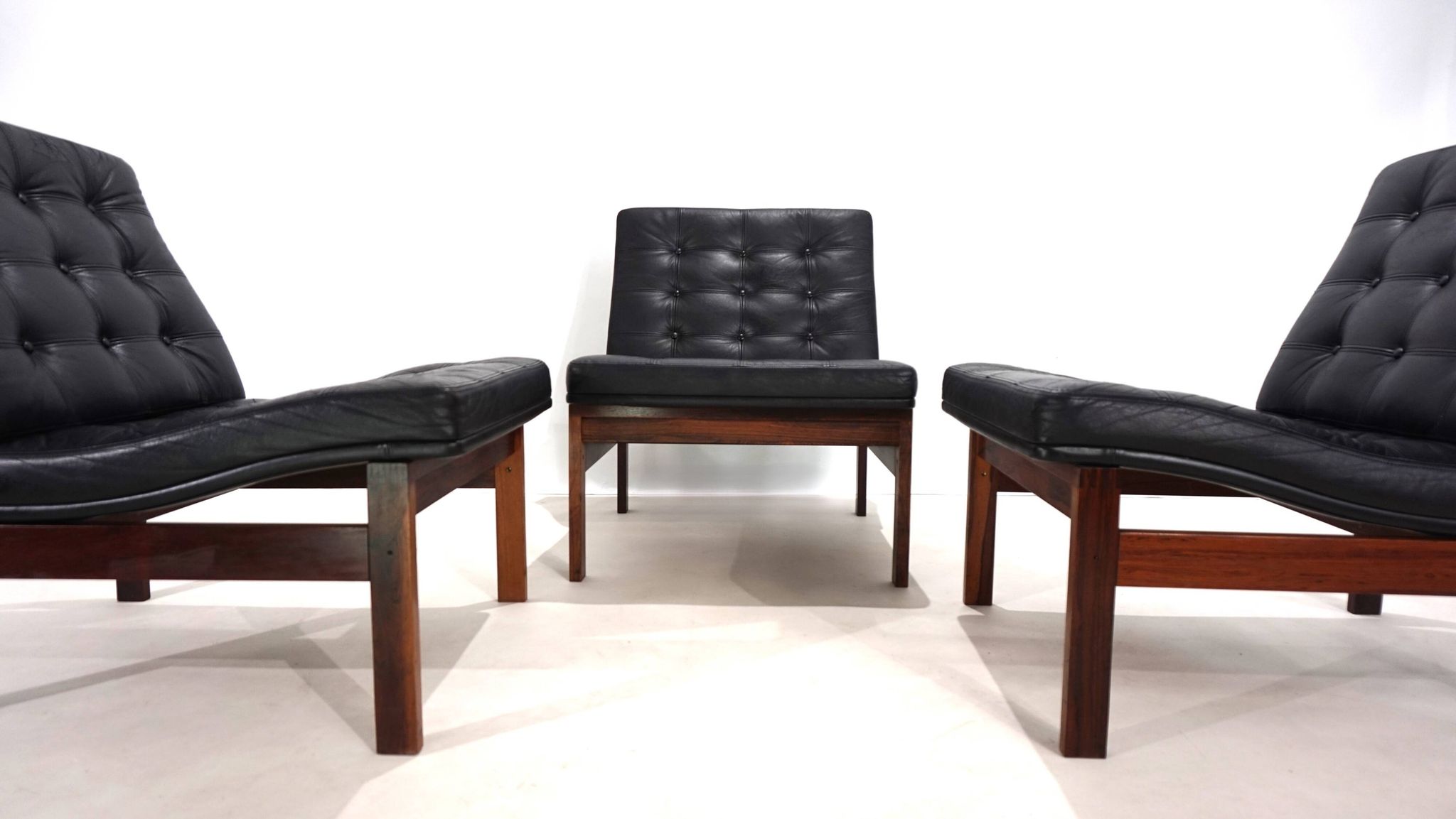France & Son Set of 3 Modular Leather Armchairs by O. Gjerløv-Knudsen/T. Li