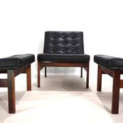 France & Son Set of 3 Modular Leather Armchairs by O. Gjerløv-Knudsen/T. Li