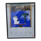 Screen-printed lithograph signed Charles Lepas 1980 Café Wien