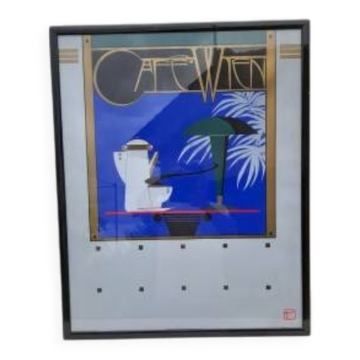 Screen-printed lithograph signed Charles Lepas 1980 Café Wien