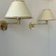 Vintage adjustable wall lamp, brass and beige fabric, France 1970