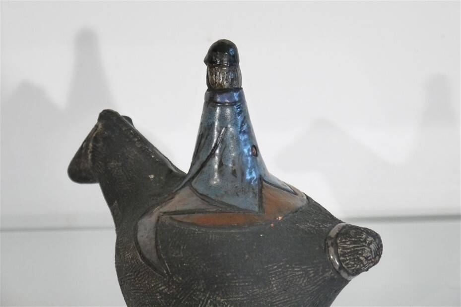 Horse and rider in ceramic by Lars Bergsten