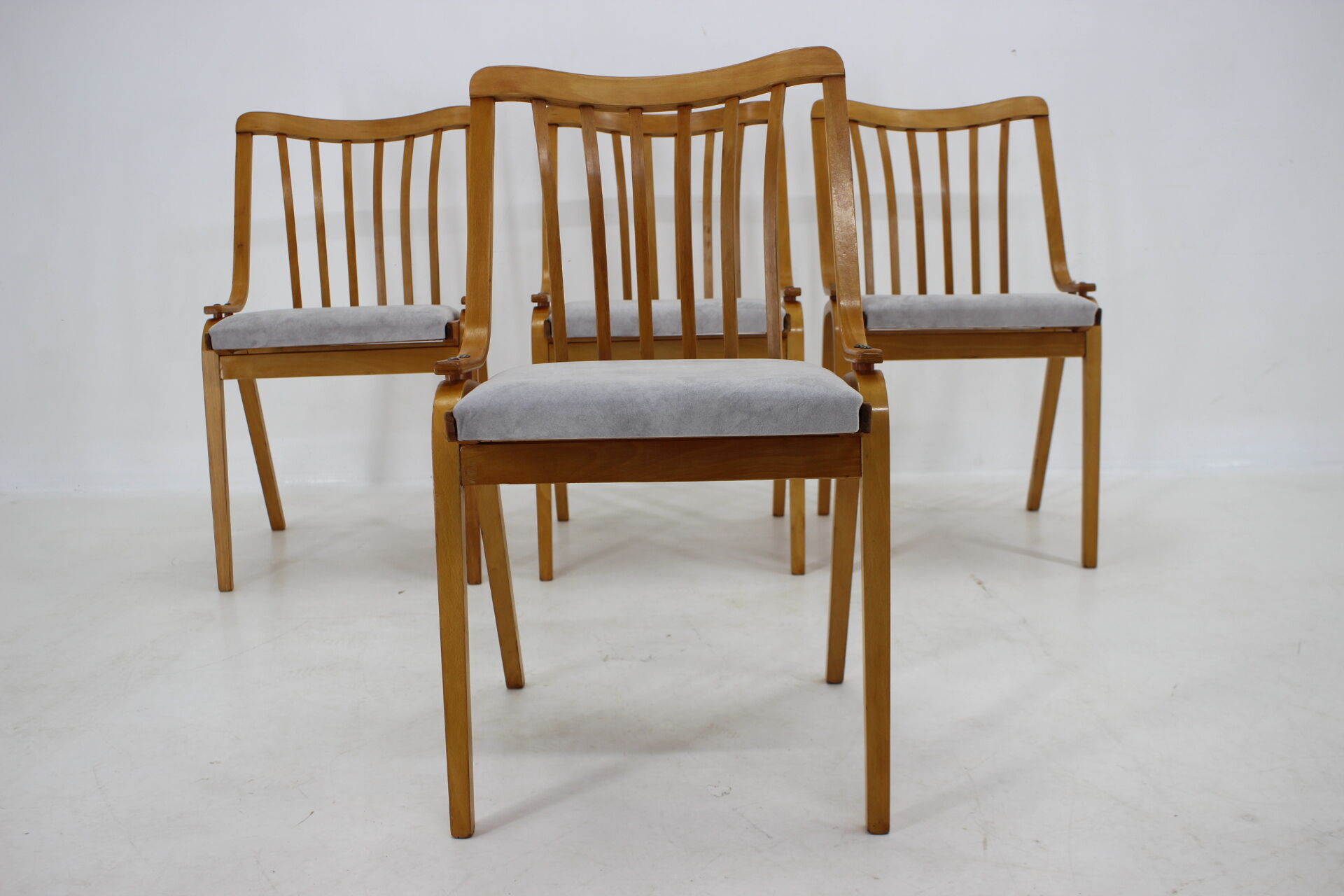 1960s beech dining chairs Czechoslovakia