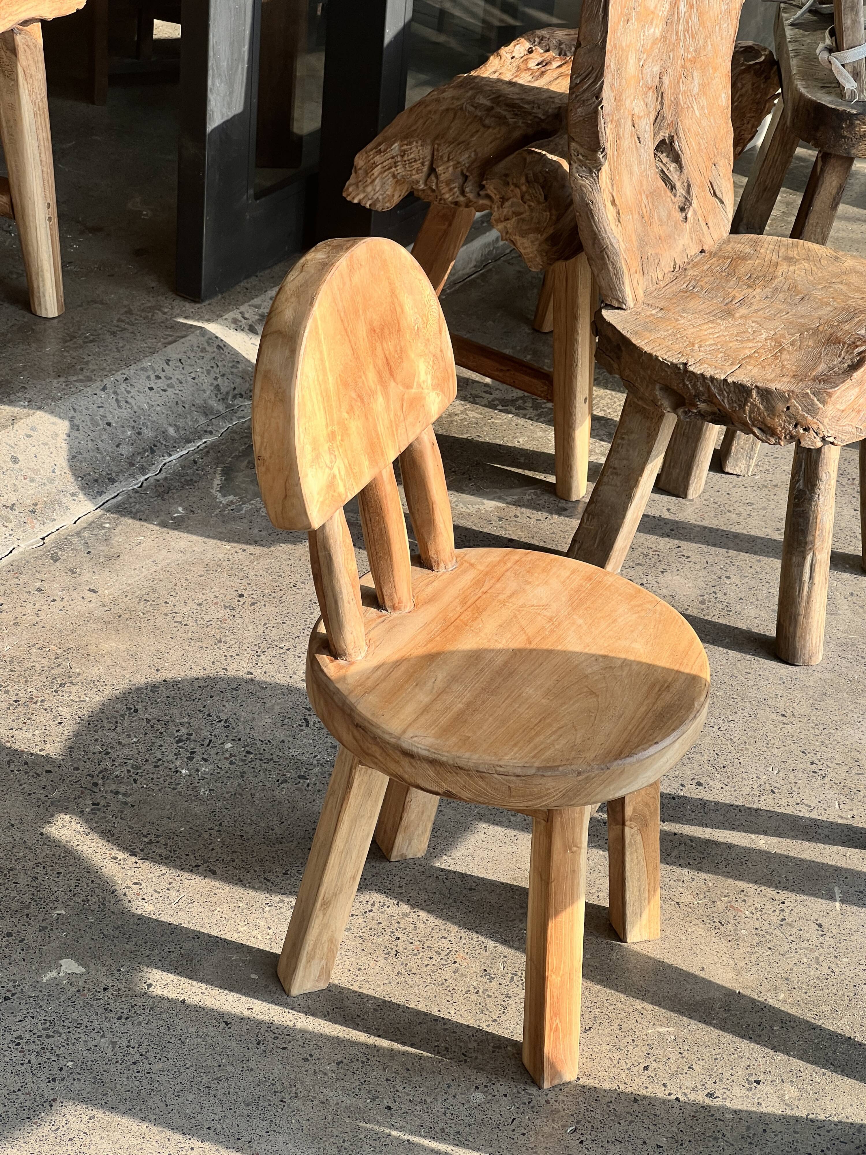 Small child's chair in natural blond teak back with three bars
