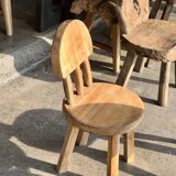 Small child's chair in natural blond teak back with three bars