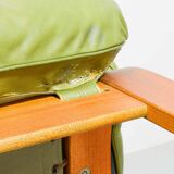 Scandinavian Rybo Rykken Olivegreen Leather 2-Seat Ry-Wing Lounge Sofa, 60s