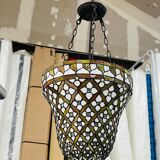 Low ceiling lamp with Tiffany style chain