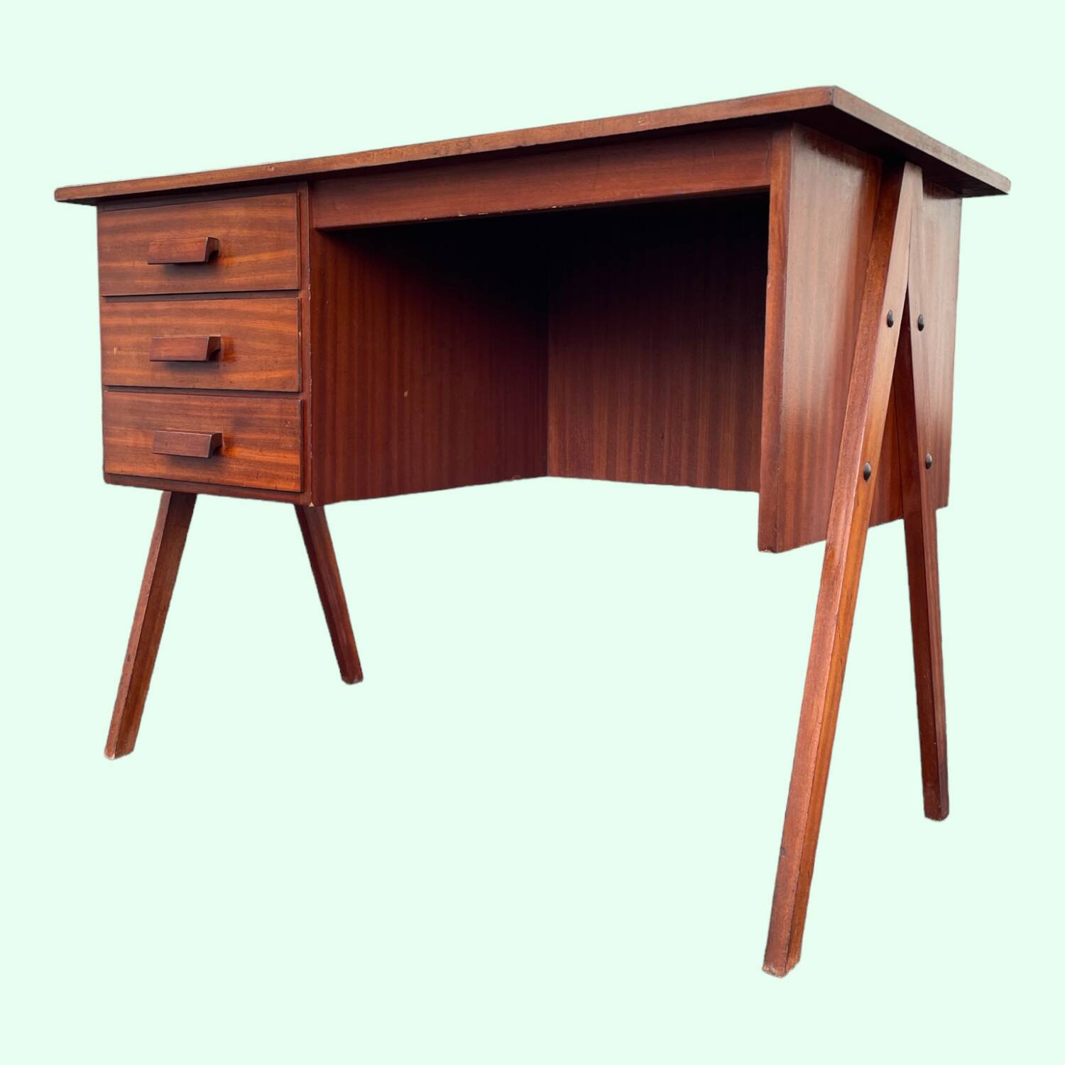 Vintage 1950s 3-drawer desk