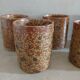 5 mugs / verres anciens en grès pyrite