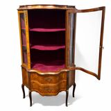 Antique Louis XV style display cabinet with marquetry, circa 1900.