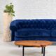 3-seater sofa type Chesterfield in blue velvet
