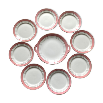 Dessert service plates and dish in Luneville porcelain