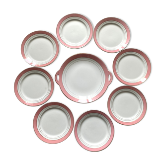 Dessert service plates and dish in Luneville porcelain