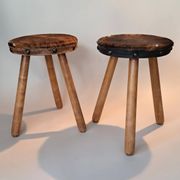 Paire de tabourets tripodes brutaliste 1950/1960.