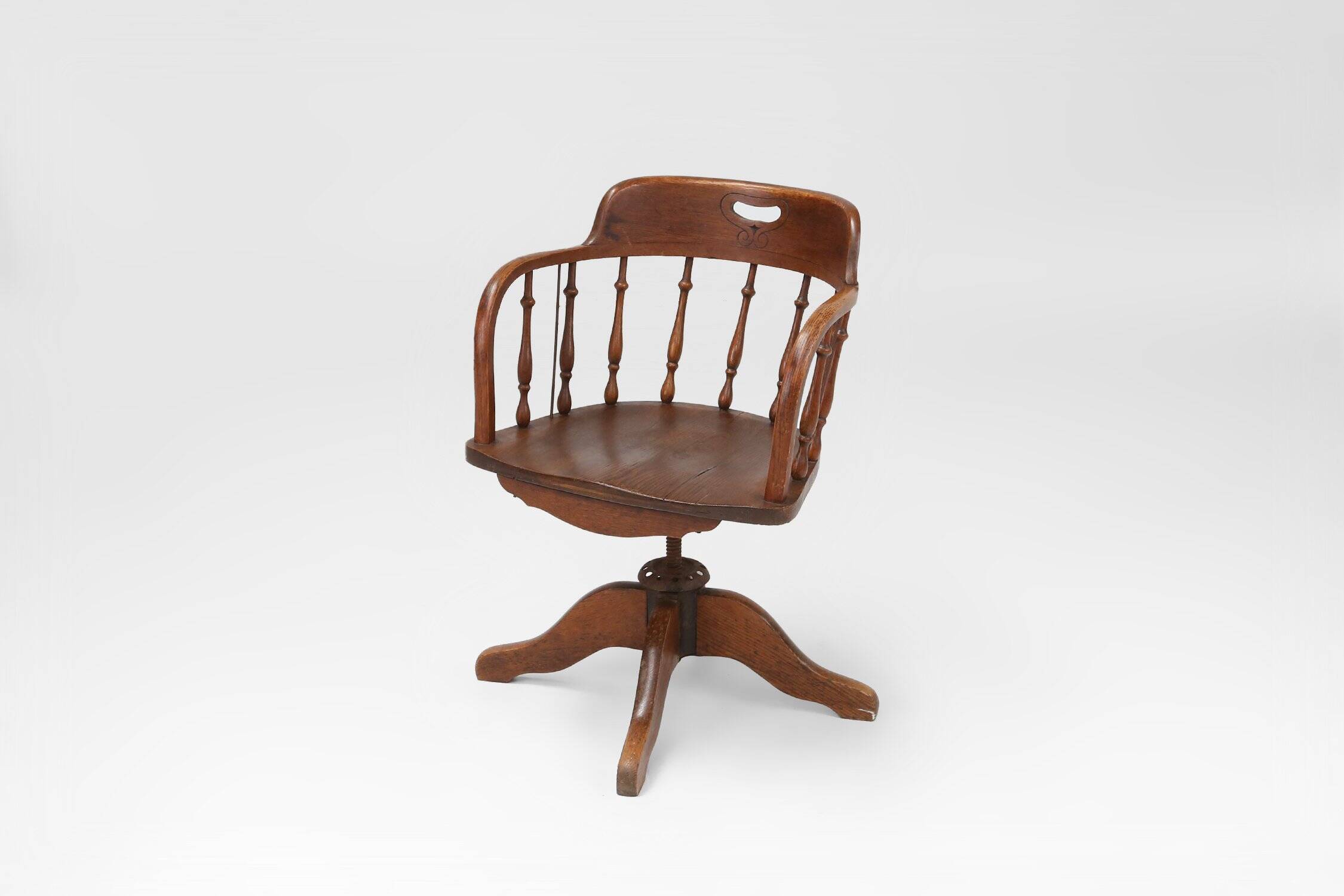 Chaise de bureau capitaine à base pivotante anglaise, Royaume-Uni années 1850