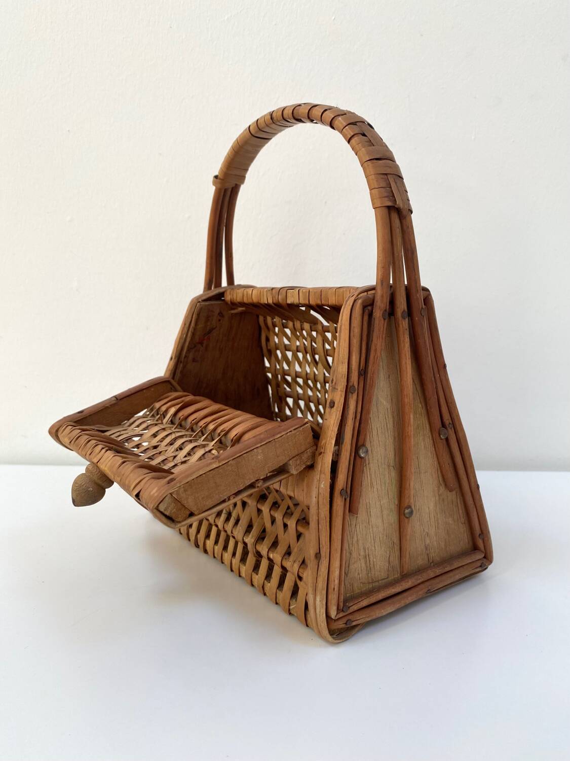 Vintage woven wicker rattan basket