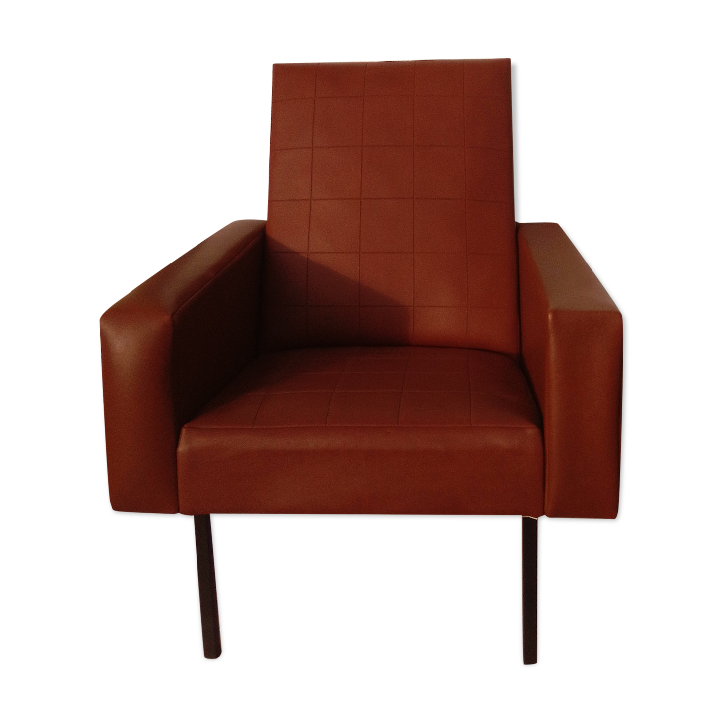 Armchair in brown skaï 70s