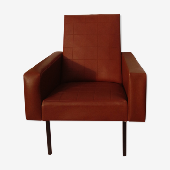 Armchair in brown skaï 70s