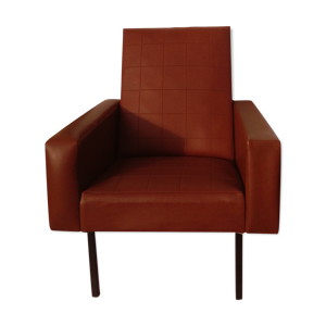 Fauteuil en skaï marron
