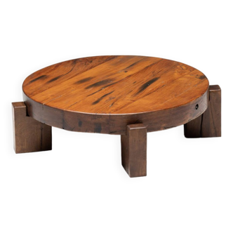 Brutalist Round Coffee Table, France, 1950s
