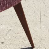 Pair of vintage purple velvet compass foot armchairs 1950s