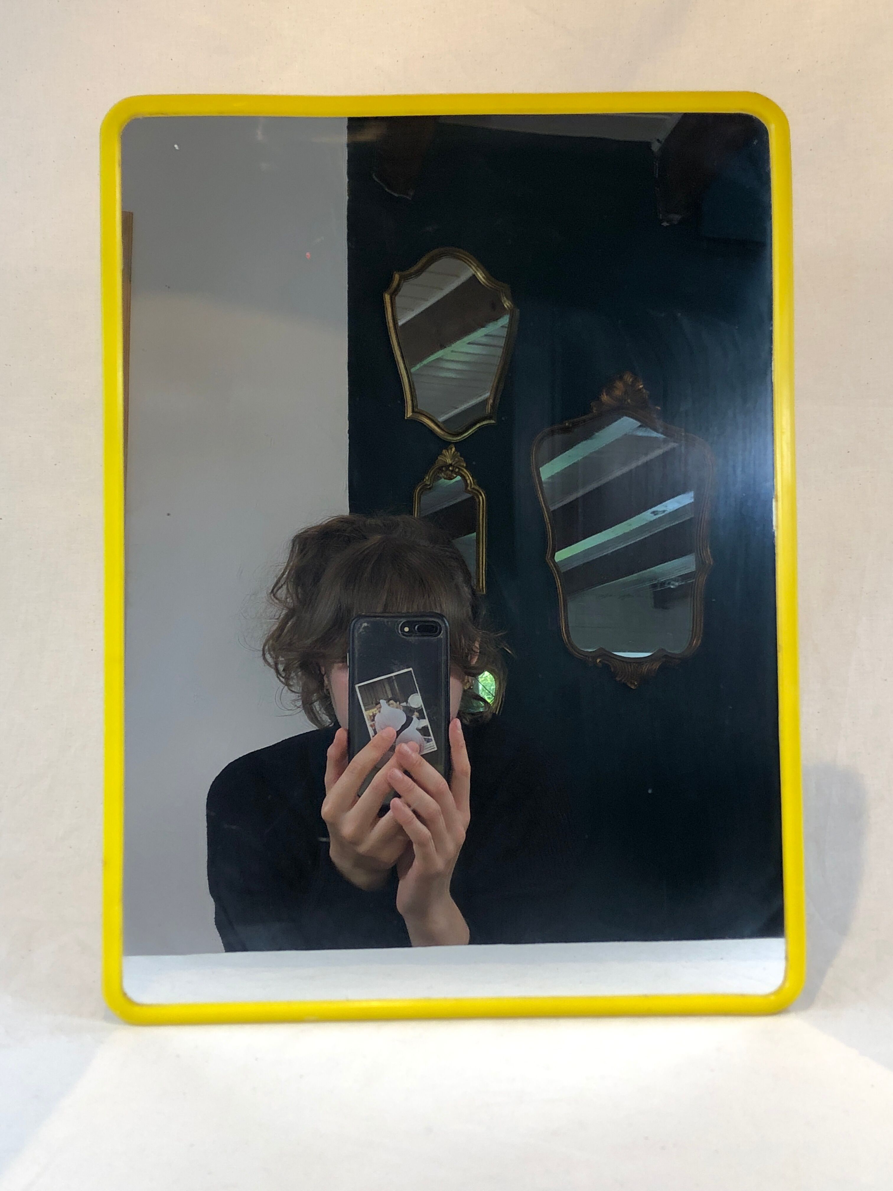 1970s mirror yellow plastic frame